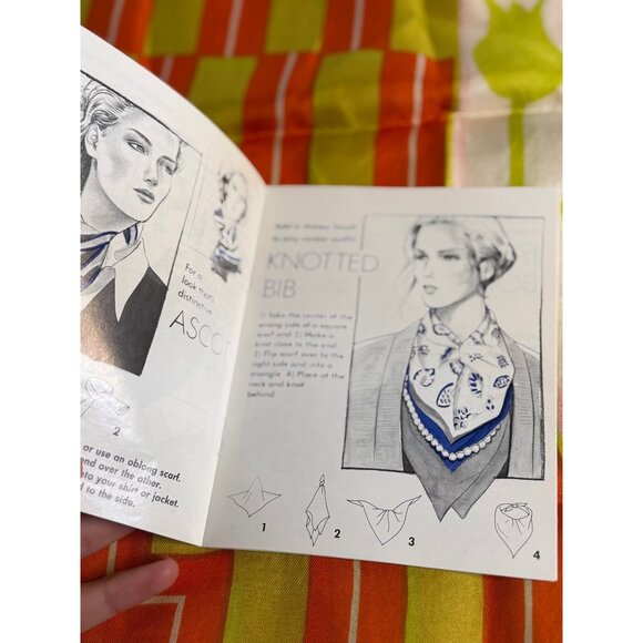 Vintage 60s 70s Mod Striped Scarf Orange Yellow Retro Groovy Classic Accessory - Picture 4 of 5